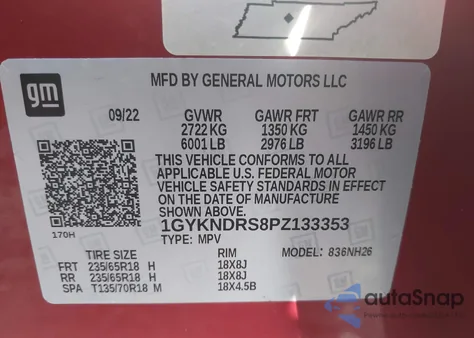 2023 Cadillac Xt5 Awd Premium Luxury from USA, damaged, VIN 1GYKNDRS8PZ133353